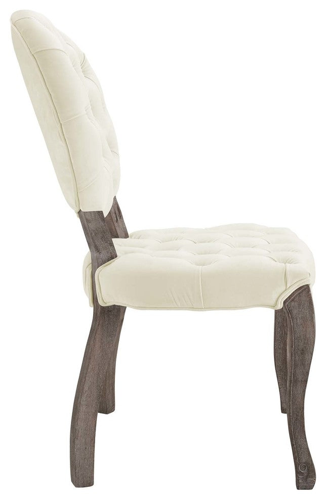 Ivory Exhibit French Vintage Dining Performance Velvet Side Chair