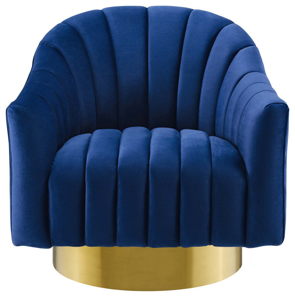 Accent Chair, Set of 2, Velvet, Metal, Blue Navy, Modern, Lounge Hospitality