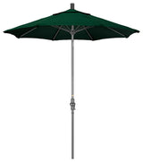 7.5' Grey Collar Tilt Lift Fiberglass Rib Aluminum Umbrella, Olefin, Hunter Green