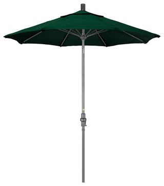 7.5' Grey Collar Tilt Lift Fiberglass Rib Aluminum Umbrella, Olefin, Hunter Green