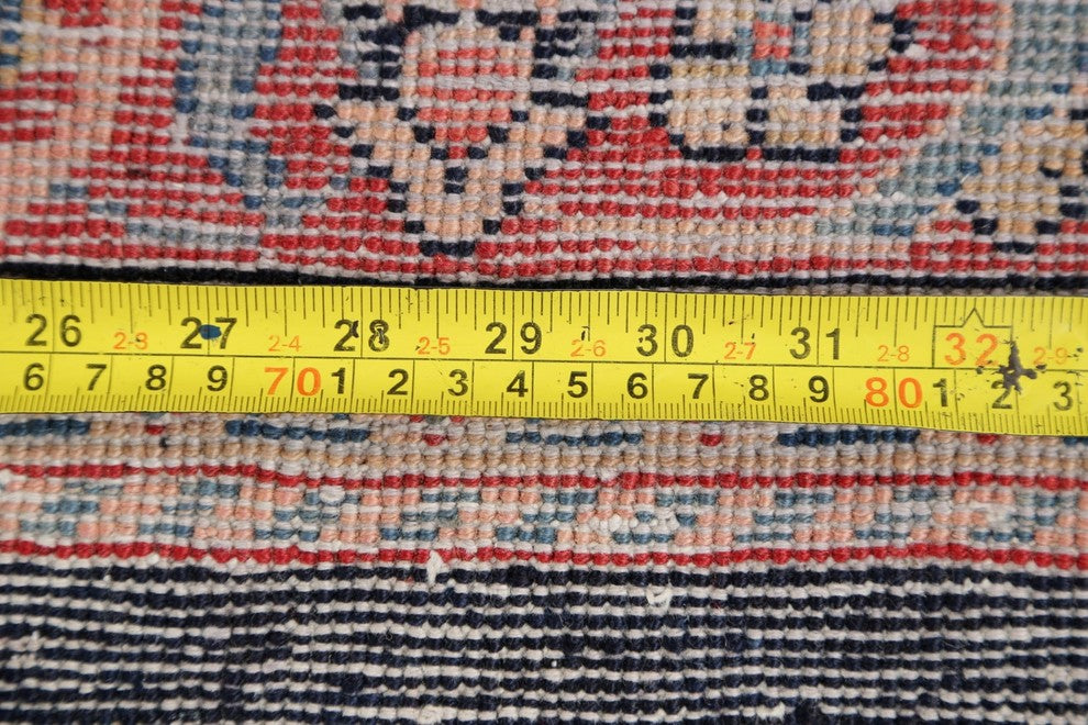 Consigned, Vintage Wool Handmade Persian Oriental Runner Rug, Blue, 13'6"X4'8"