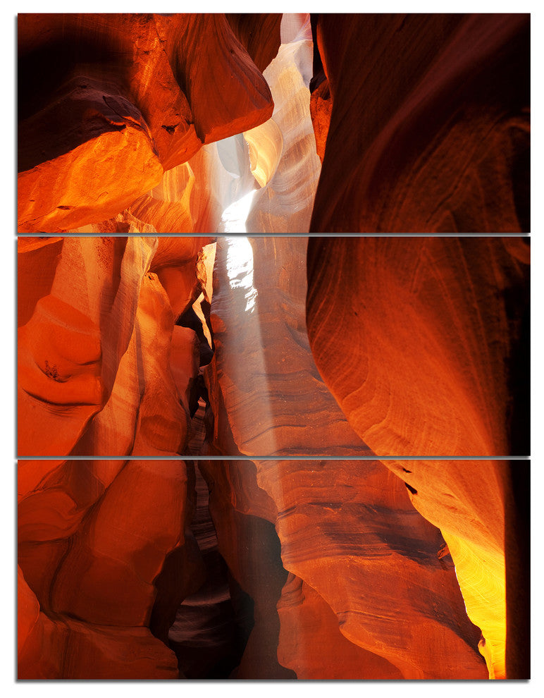 Antelope Canyon in Sunlight Rays, African Landscape Canvas Art, 28x36, 3 Panels