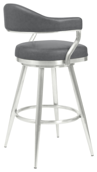 Justin 26" Counter Height Swivel Vintage Grey Faux Leather Bar Stool