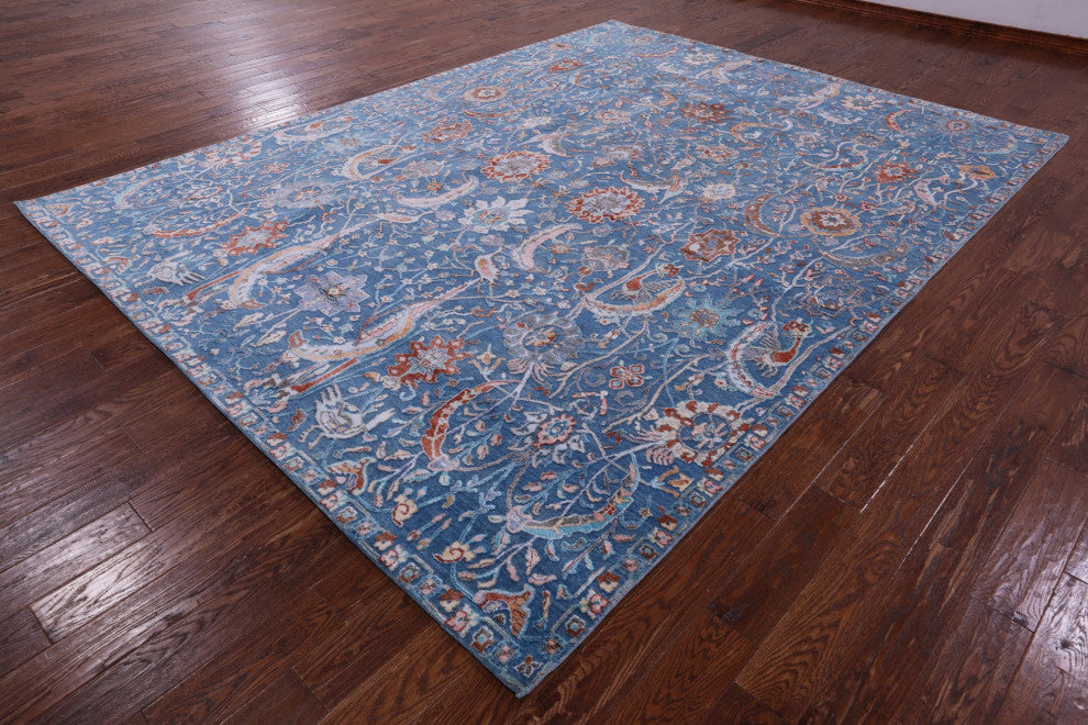 Persian Hand Knotted Wool and Silk Rug 9' 0" X 11' 10" Q11802