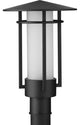 Exton 1-Light Textured Black Etched Seeded Glass Modern Outdoor Post Light