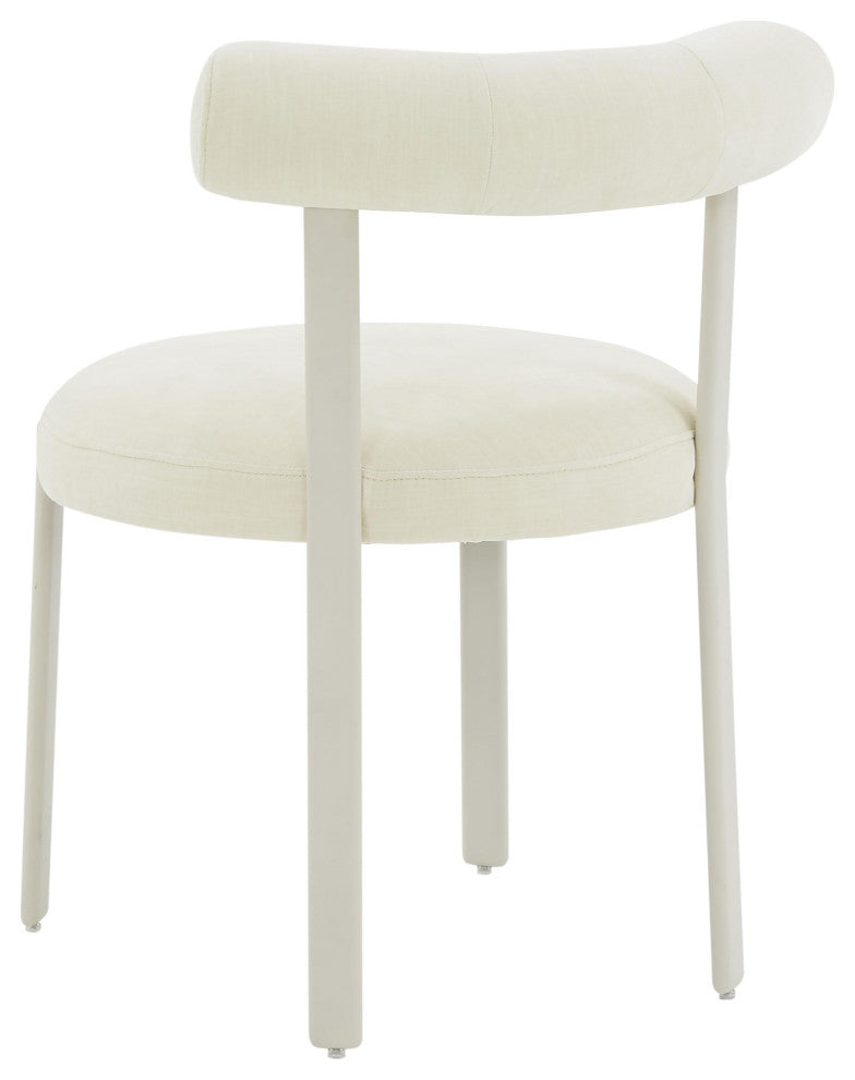 Margaret Cream Textured Chenille Bolster Back Dining Chair