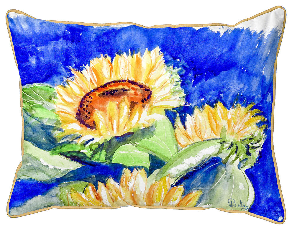 Betsy Drake Gold Rising Sunflower Extra Large Pillow 20x24