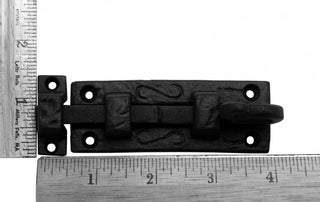 Renovators Supply Door Lock Latch 4" Wrought Iron Black Offset Slide Bolt Latch