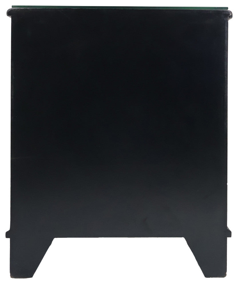 Oriental Furniture 24" Ming Design Fine Chinese Black Lacquer and Red Table/Nigh