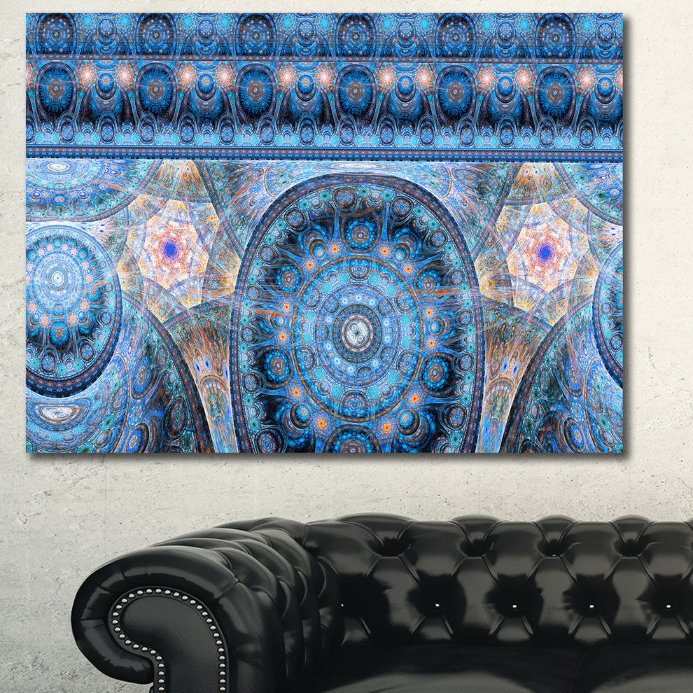Light Blue Living Cells Fractal Design, Oversized Abstract Canvas Print, 60x40