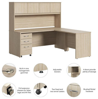 Studio C 72W L Shaped Desk with Hutch & Drawers in Natural Elm - Engineered Wood