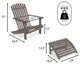 2-Piece Traditional Rustic Acacia Wood Adirondack Chair With Detachable Ottoman
