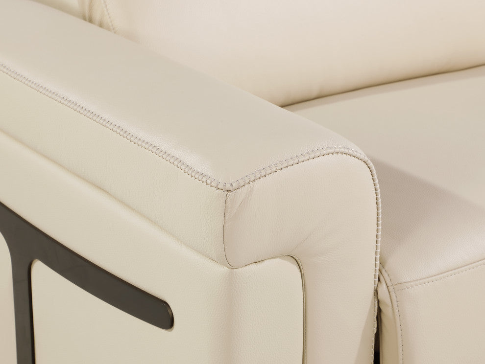 Augusto Top Grain Power Reclining Italian Leather Loveseat, Beige