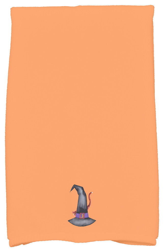 Cat Behind the Hat 18"x30" Orange Halloween Hand Towel
