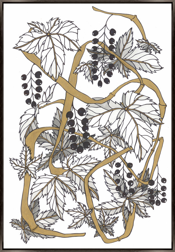 36x53 Intertwined Gold I, Framed Artwork, Espresso