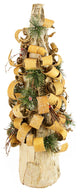 Rustic Tree Bark Inspired Flocked Table Cone Tree With Pine and Berries, 23"