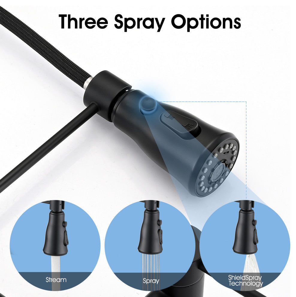 Wall Mounted Bridge Kitchen Faucet, Matte Black