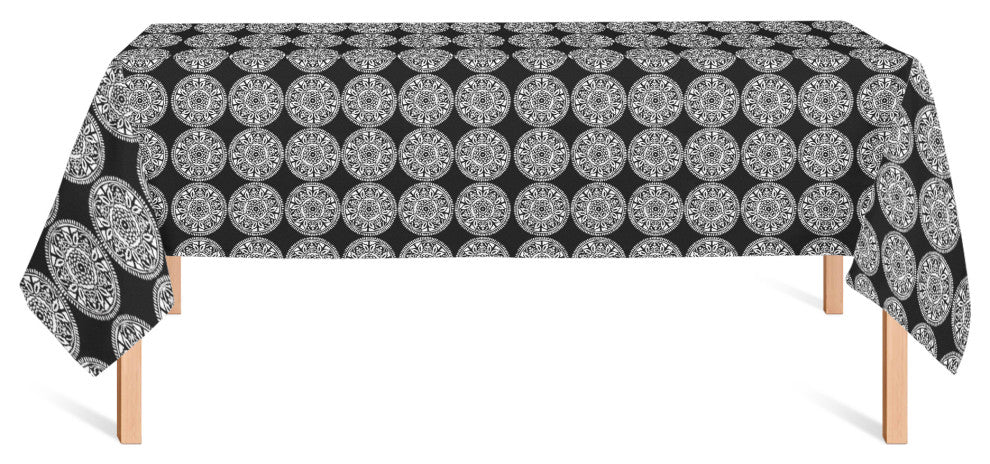 Small Medallions Black 58x102 Tablecloth