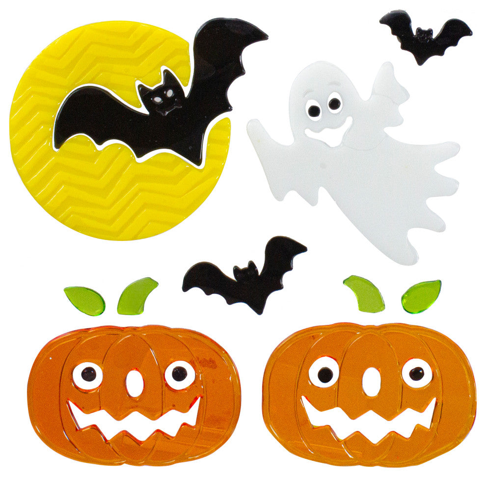 Ghost and Pumpkin Halloween Gel Window Clings