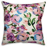 "Lavender Florals" Outdoor Throw Pillow, 18"x18"