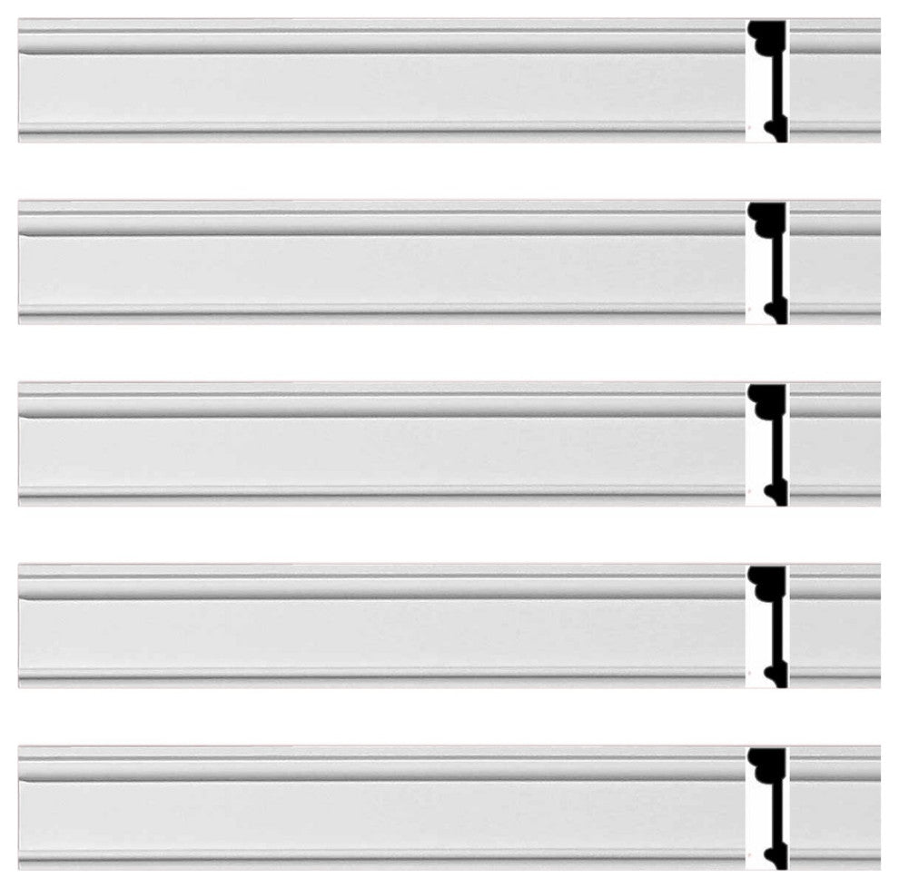 Crown Molding White Urethane Charlottes  Design 5 Pcs   470" Length