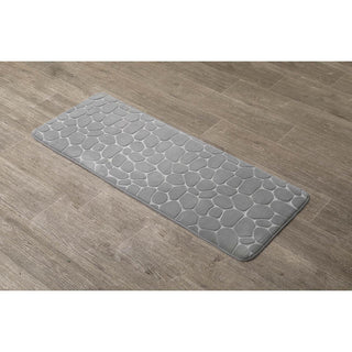 Bath Rug Memory Foam Mat 3D Pebble, Light Gray, Runner Mat 48"