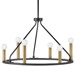 Lark Lazlo 24.25" Small Single Tier Chandelier, Black + Lacquered Brass