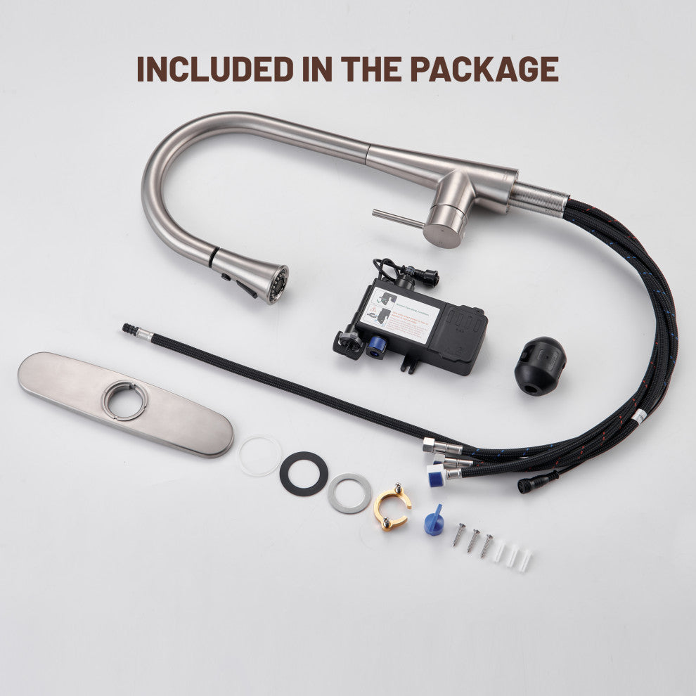 Single Handle Pull Down Sprayer Kitchen Faucet with Touchless Sensor, Brushed Nickel