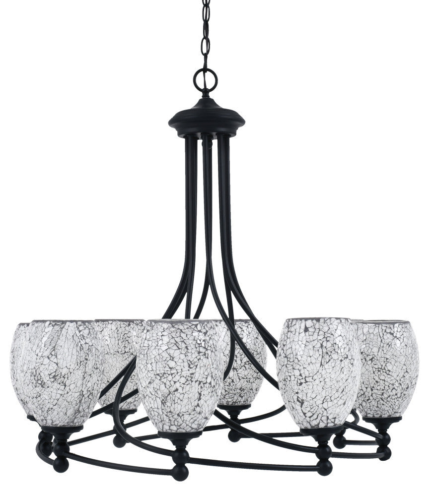 Capri 8-Light Chandelier, Matte Black/Black Fusion