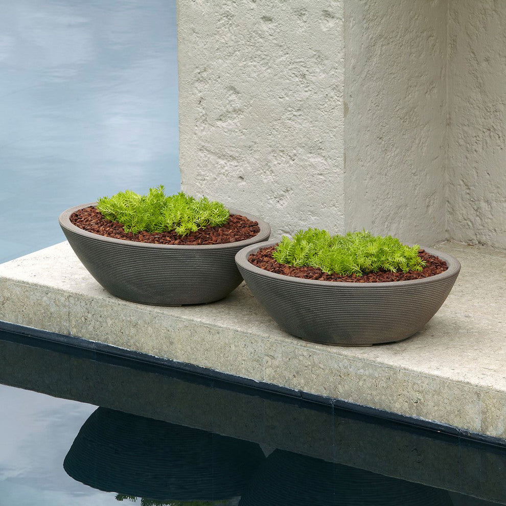 Delano Double Walled Unique Oval Bowl Planter - 30''X 21'' Bowl (Old Bronze)
