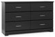 Storkcraft Brookside 6 Drawer Dresser, White, Black