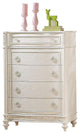 Wood Chest With Drawers, Ivory Finish