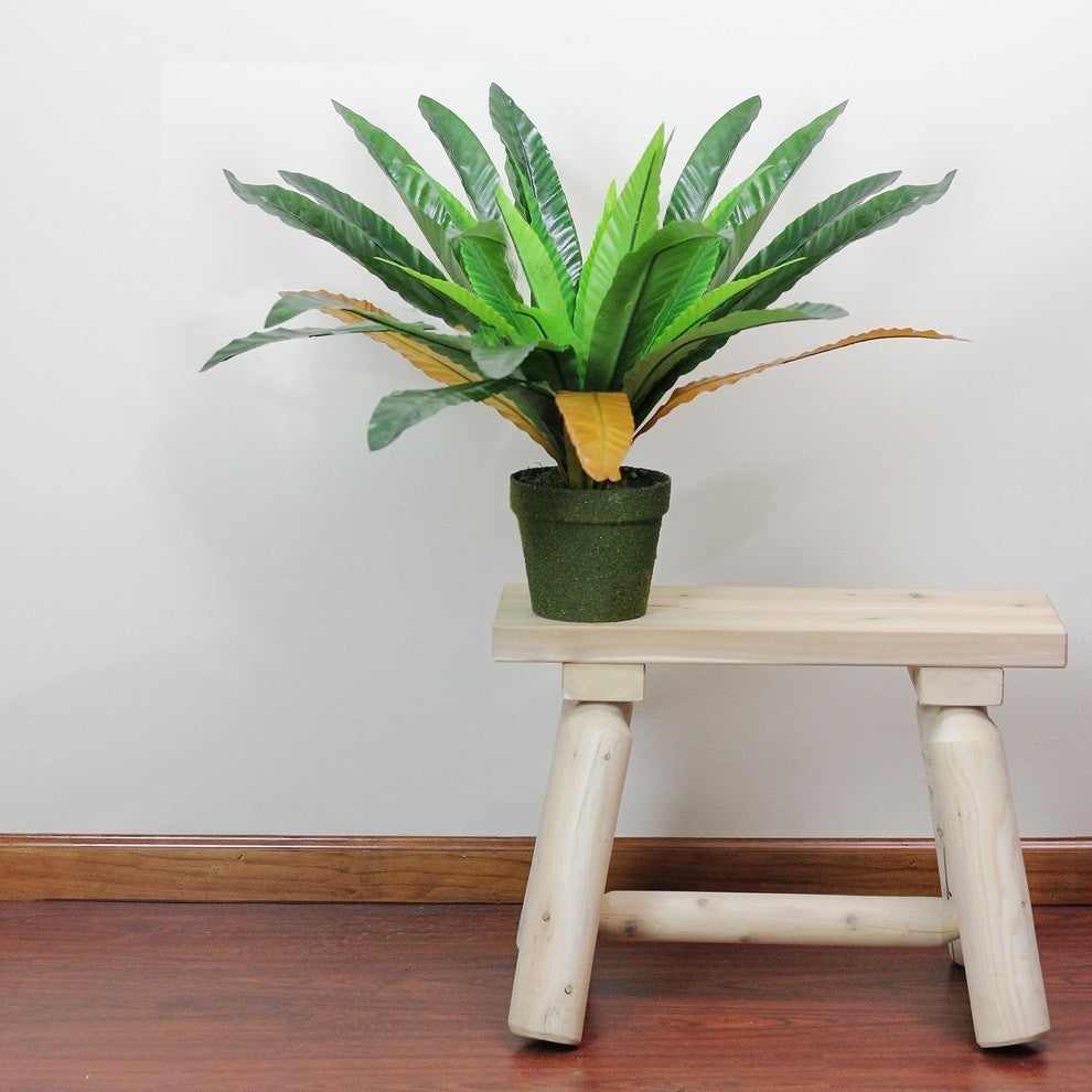 22" Decorative Potted Artificial Green and Brown Bird Nest Fern Plant