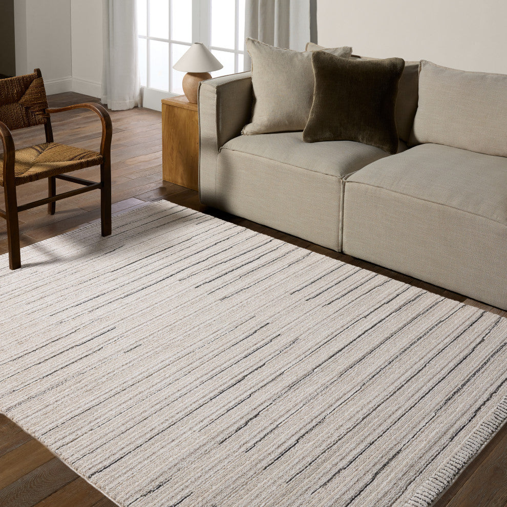 Label J Regious EVA02 Striped Ivory Area Rug, 5'x8'