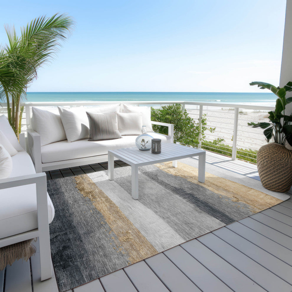 Machine Washable Indoor/Outdoor Chantille ACN1883 Gold 2'6" x 3'10" Rug