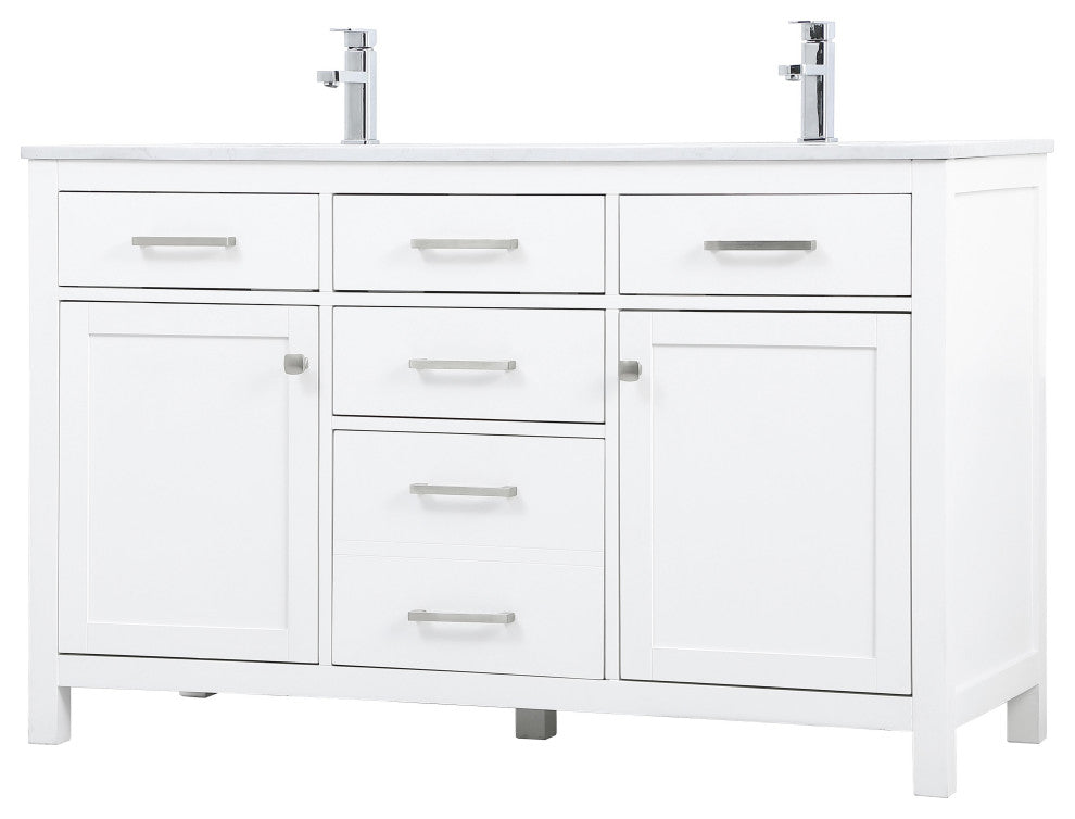 54" Double Bathroom Vanity, White