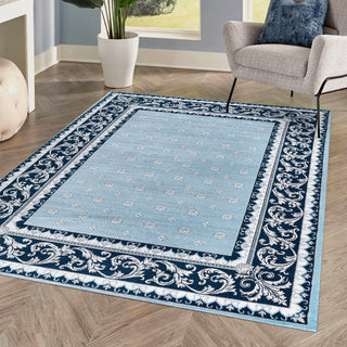 Acanthus French Border, Blue/Navy, 4'x6'