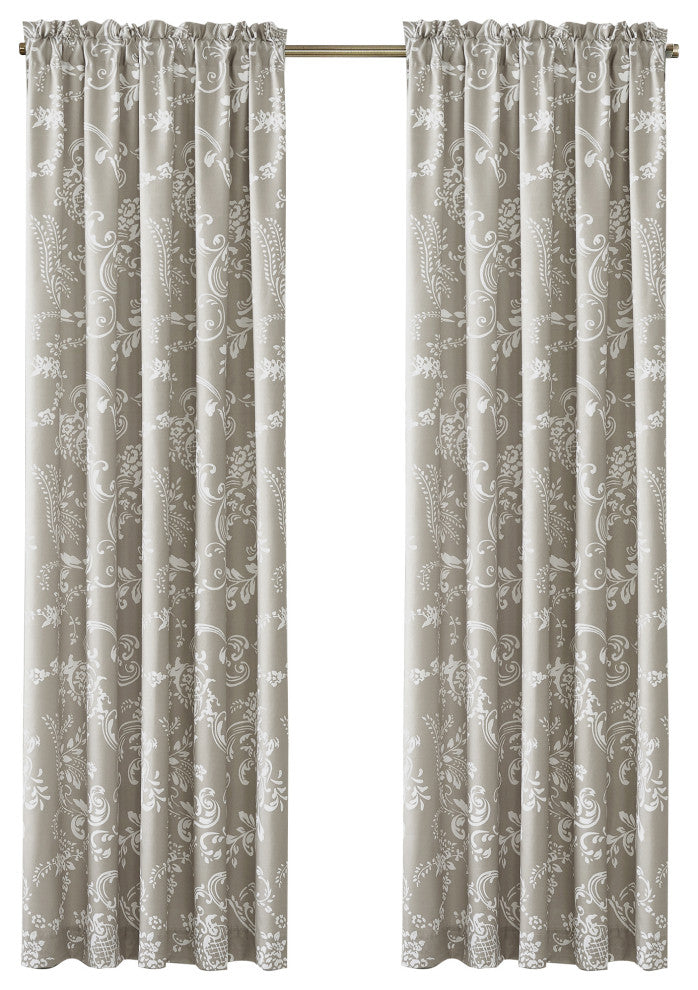 LA Boheme 2 Piece Curtain Set, Taupe, 60" X 84"