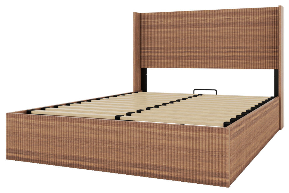 Gewnee Large grooved undulating lift storage bed frame