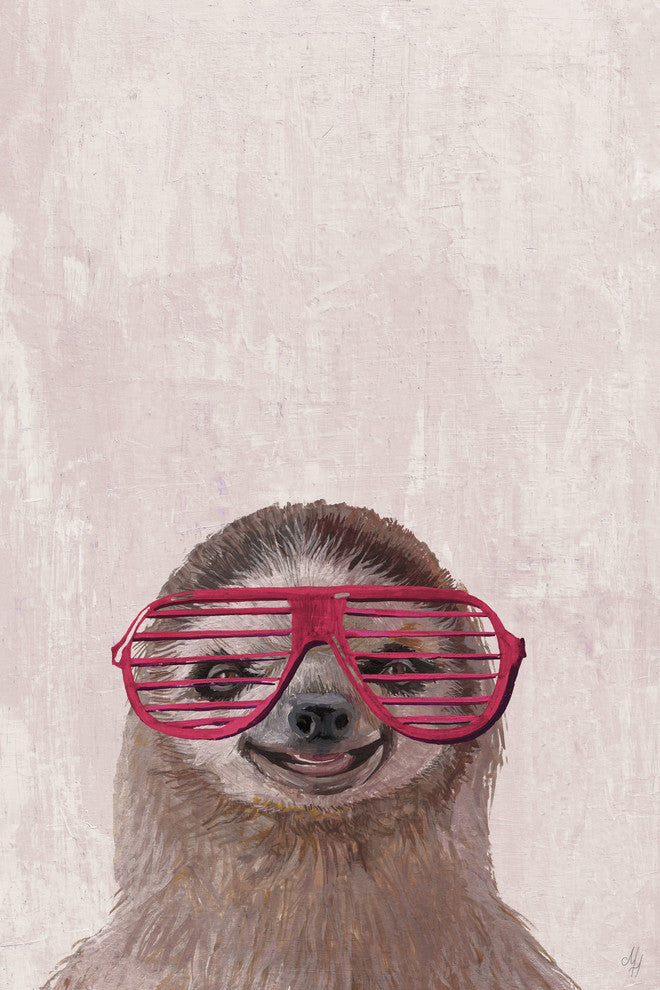 "Retro Sloth" Painting Print on Wrapped Canvas, 16"x24"
