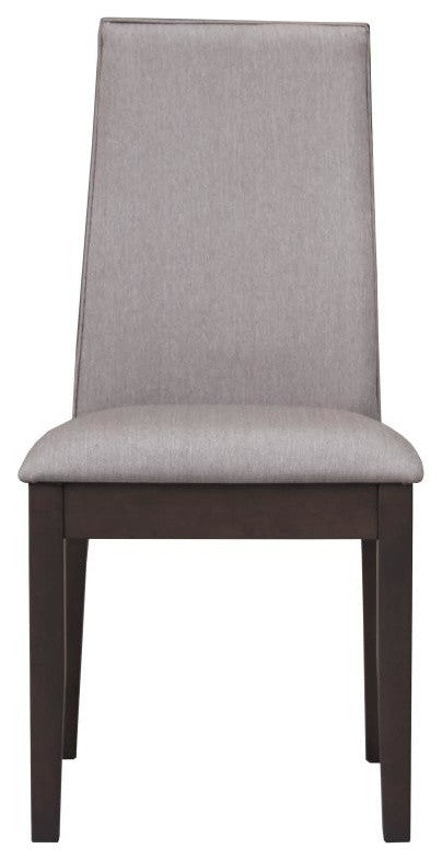 Spring Creek Espresso Brown Finish Dining Side Chairs with gray Fabric, Set of 2