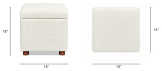 Jacob 18" Storage Cube Ottoman, Ivory White Boucle