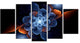 Fractal Flower with Orange Flame, Floral Canvas Art Print, 60"x32", 5 Panels