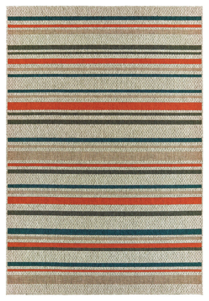 Oriental Weavers Latitude Grey/ Blue Geometric Indoor/Outdoor Rug 7'10"X10'