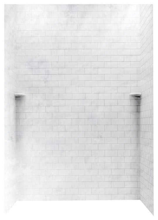 Swan 36x62x96 Solid Surface Shower Wall Kit, Ice