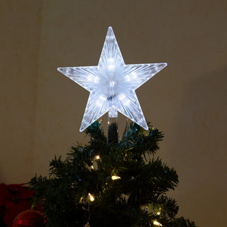 Flashing Star Tree Topper with LED Lights, White