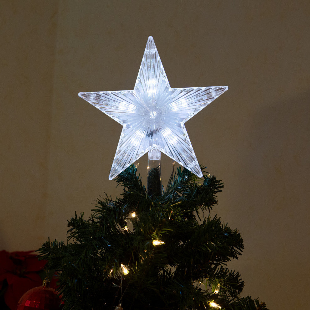 Flashing Star Tree Topper with LED Lights, White