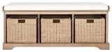 Safavieh Lonan Wicker Storage Bench, Gray Wash