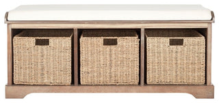 Safavieh Lonan Wicker Storage Bench, Gray Wash