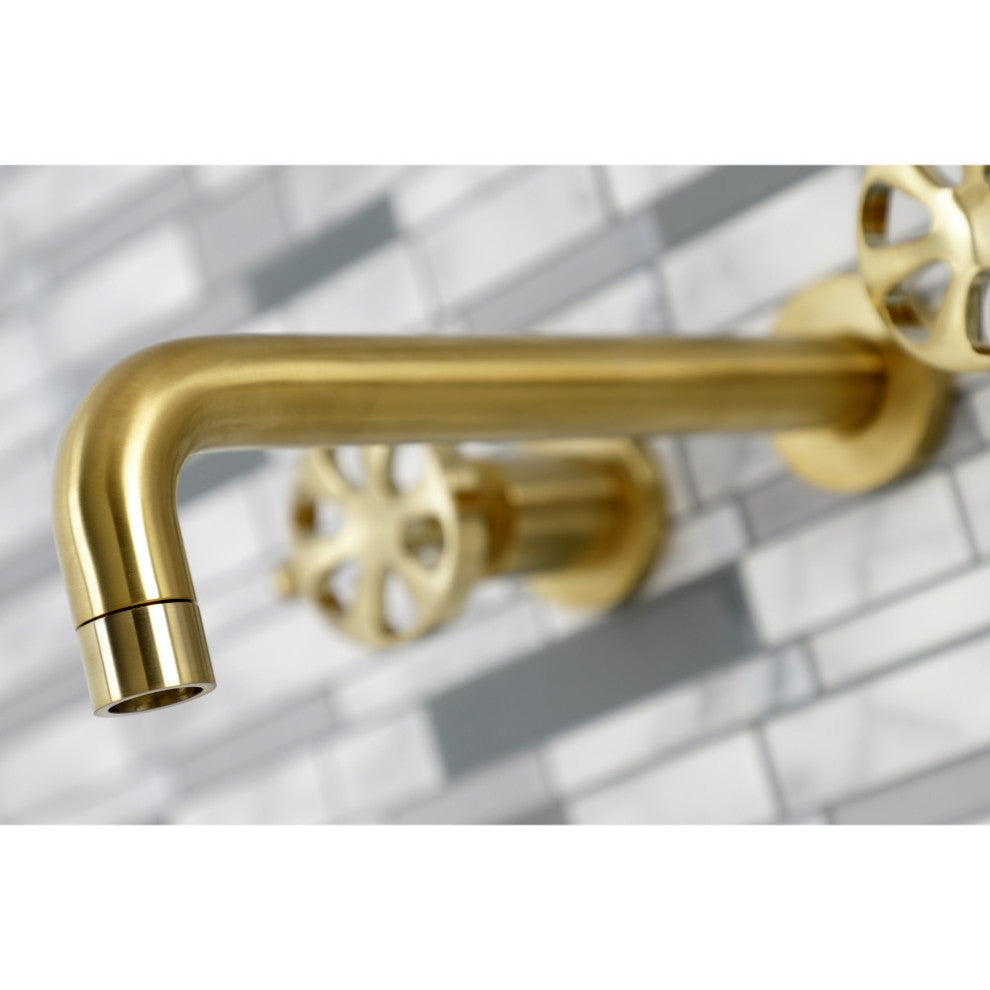 KS8027RX Two-Handle Wall Mount Tub Faucet, Brushed Brass